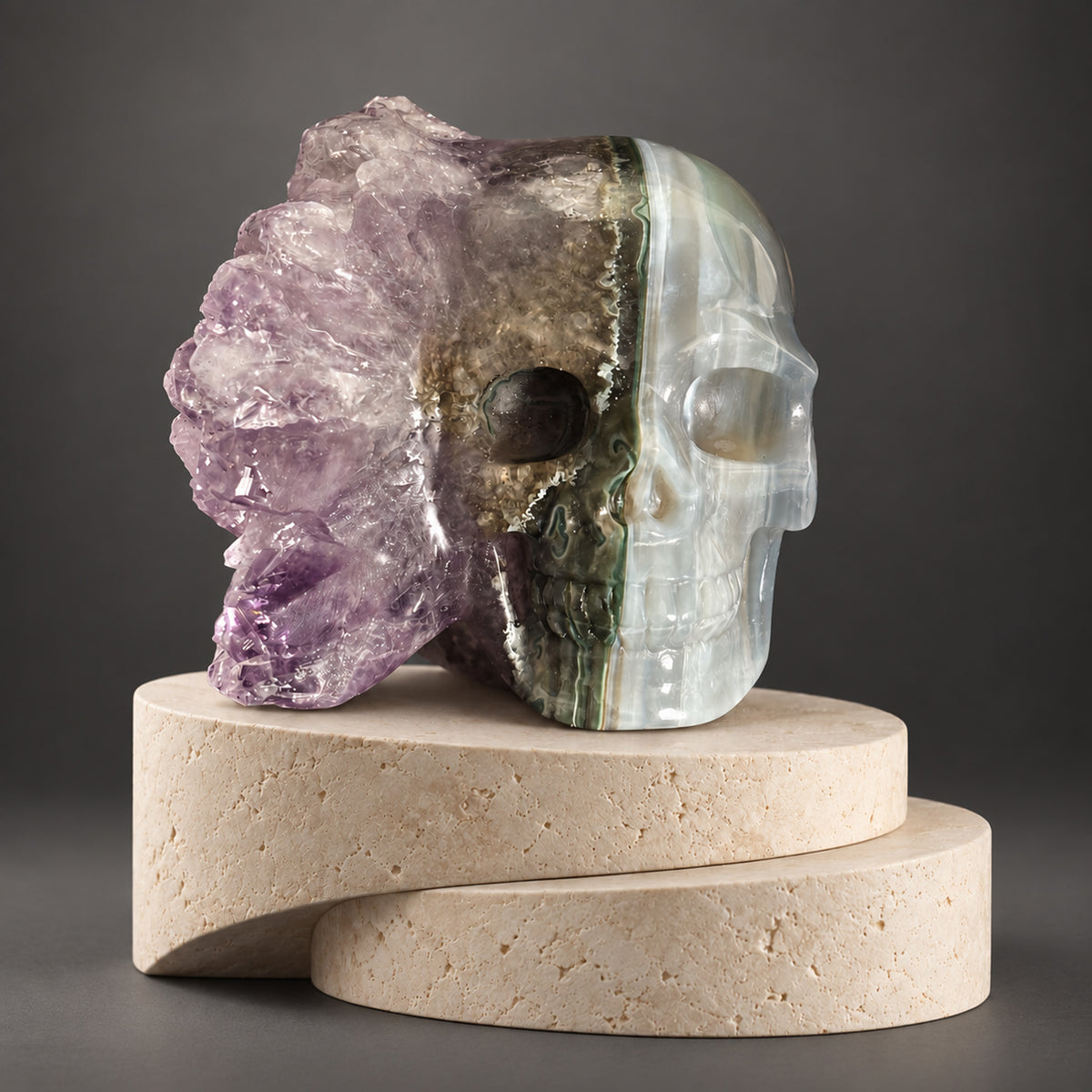 Amethyst Cluster Crystal Skull - Pattern D