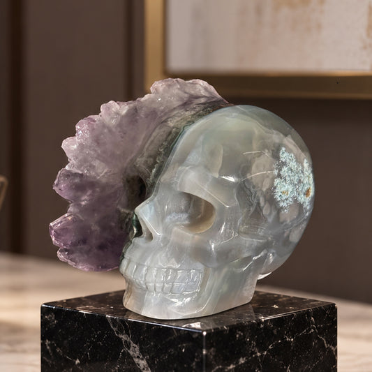 Amethyst Cluster Crystal Skull - Pattern D