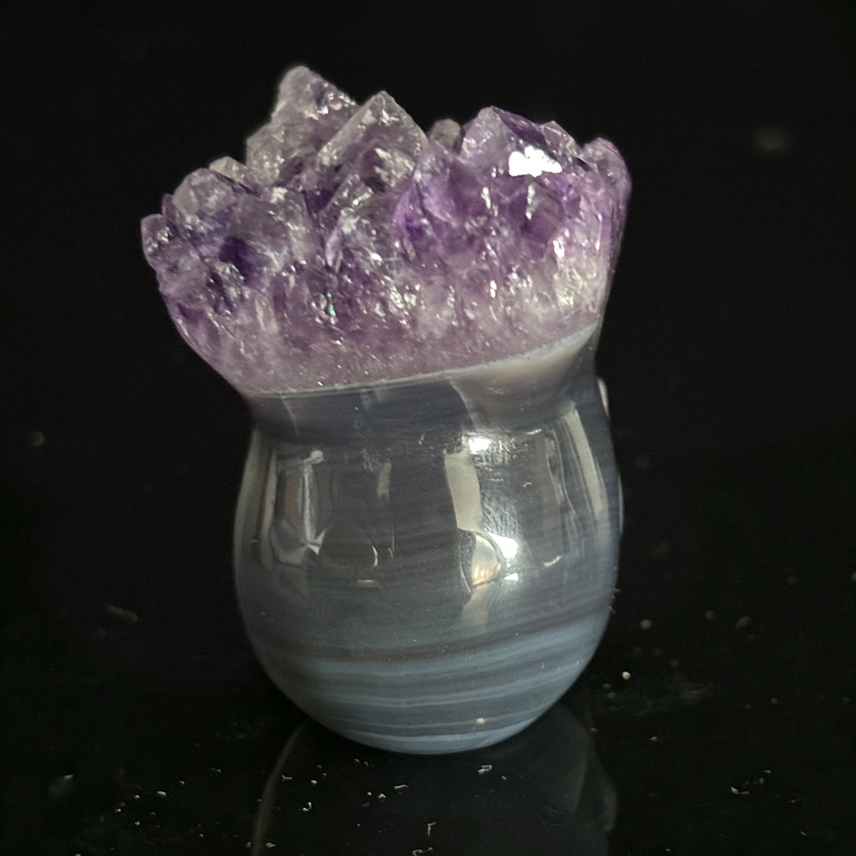 Amethyst Cluster Crystal Skull - Pattern E