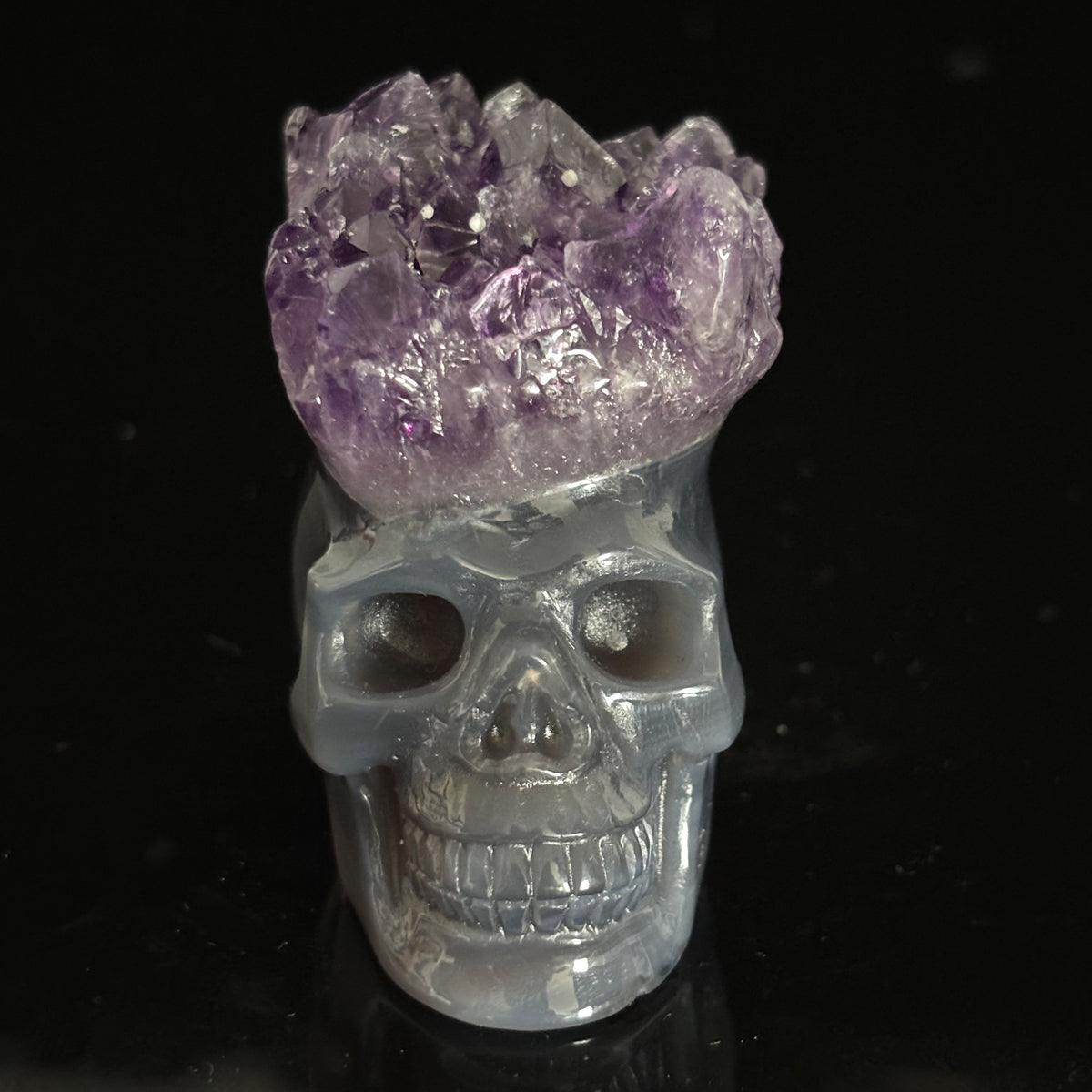 Amethyst Cluster Crystal Skull - Pattern E