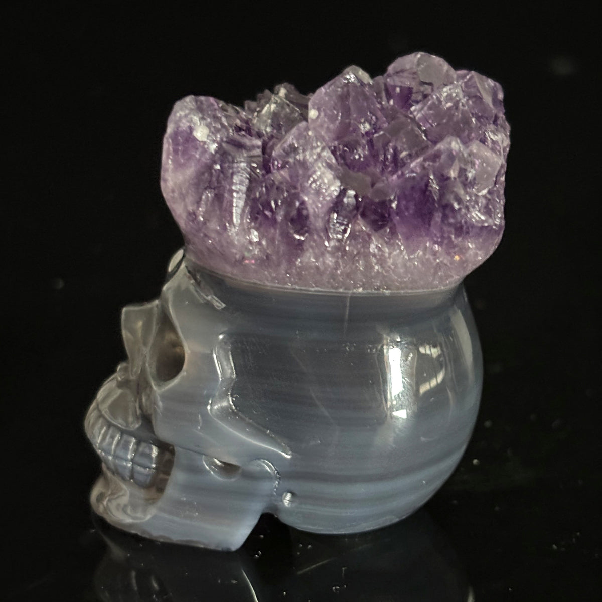 Amethyst Cluster Crystal Skull - Pattern E