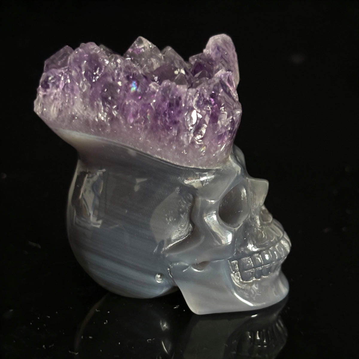 Amethyst Cluster Crystal Skull - Pattern E
