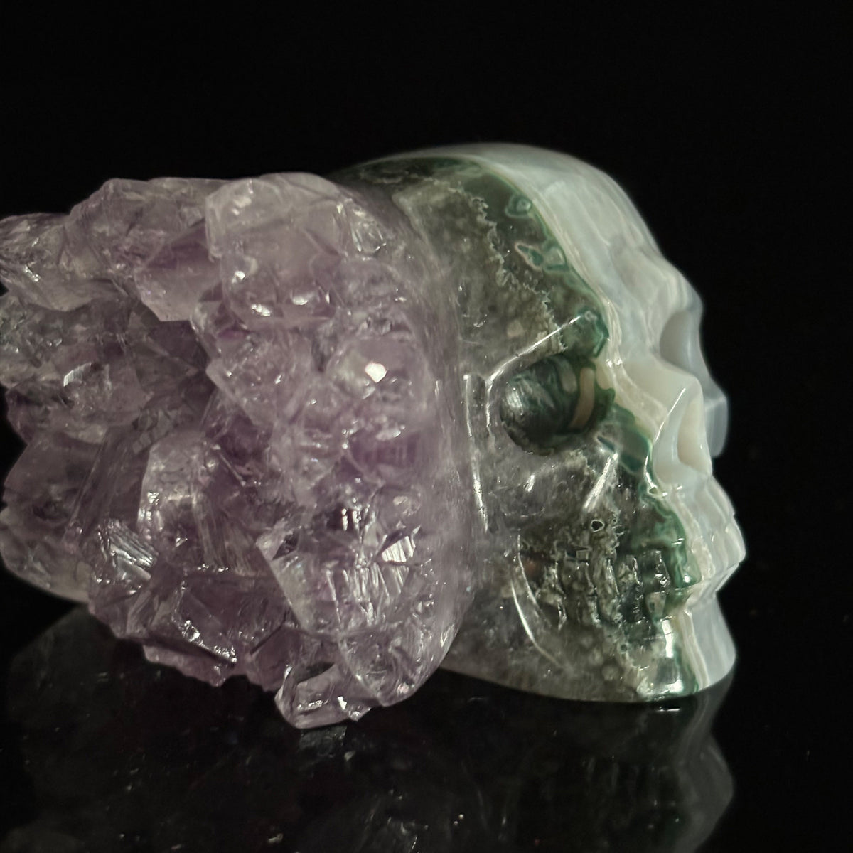 Amethyst Cluster Crystal Skull - Pattern F