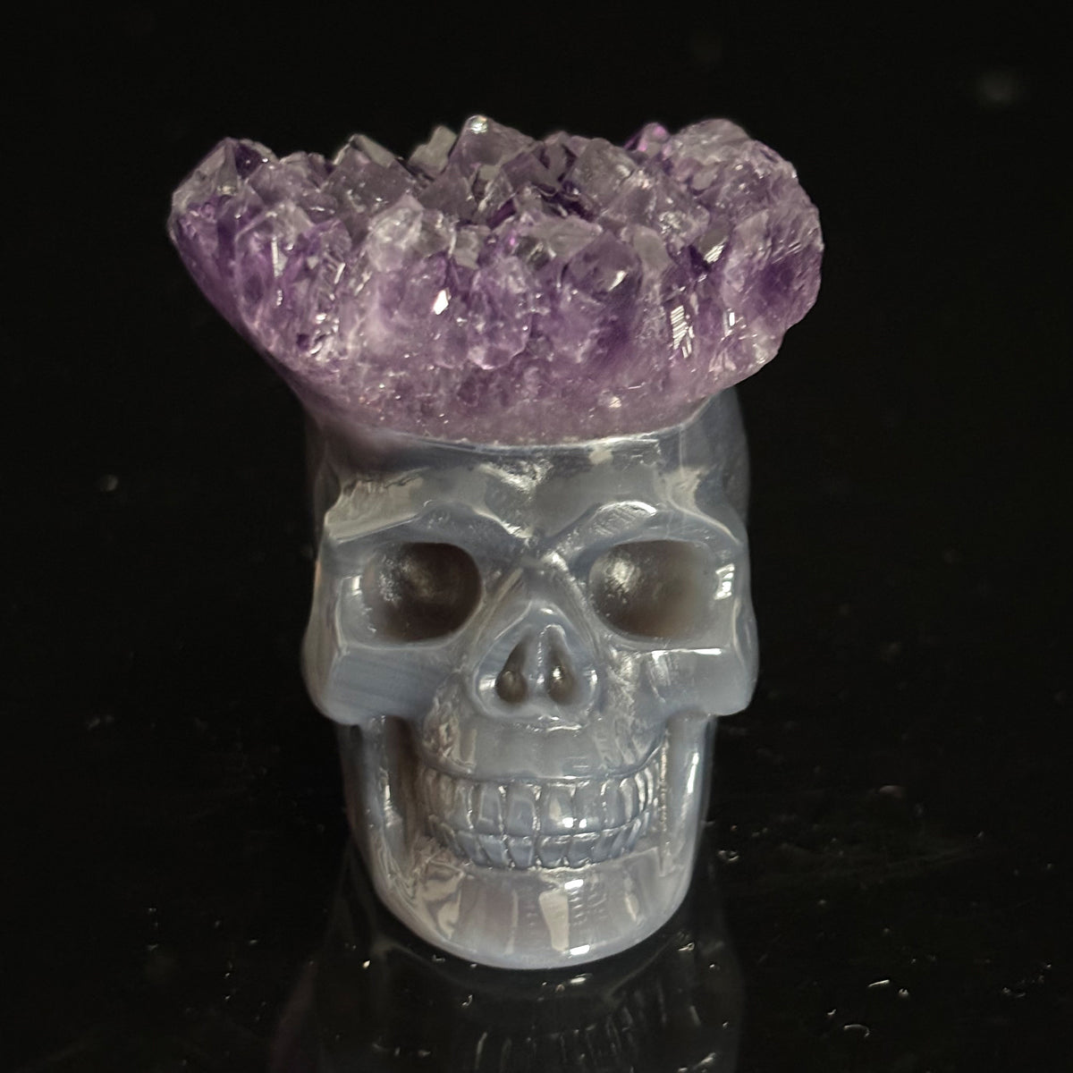 Amethyst Cluster Crystal Skull - Pattern G