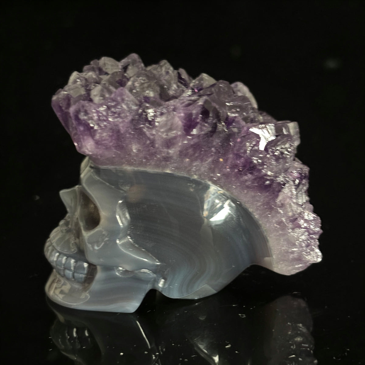 Amethyst Cluster Crystal Skull - Pattern G