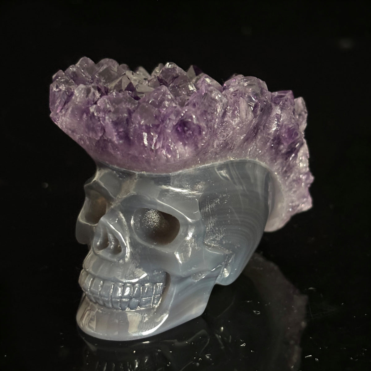 Amethyst Cluster Crystal Skull - Pattern G