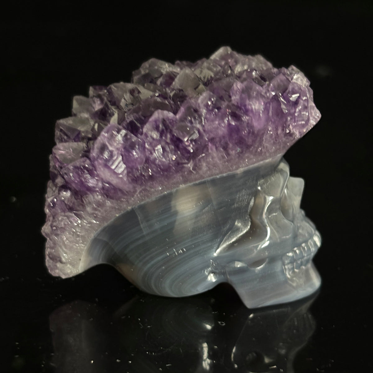 Amethyst Cluster Crystal Skull - Pattern G