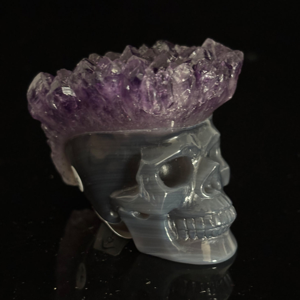 Amethyst Cluster Crystal Skull - Pattern G