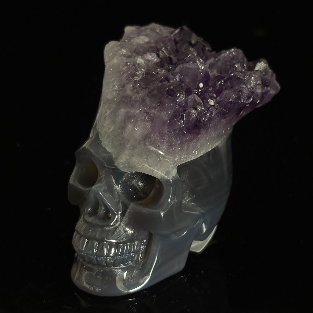 Amethyst Cluster Crystal Skull - Pattern H