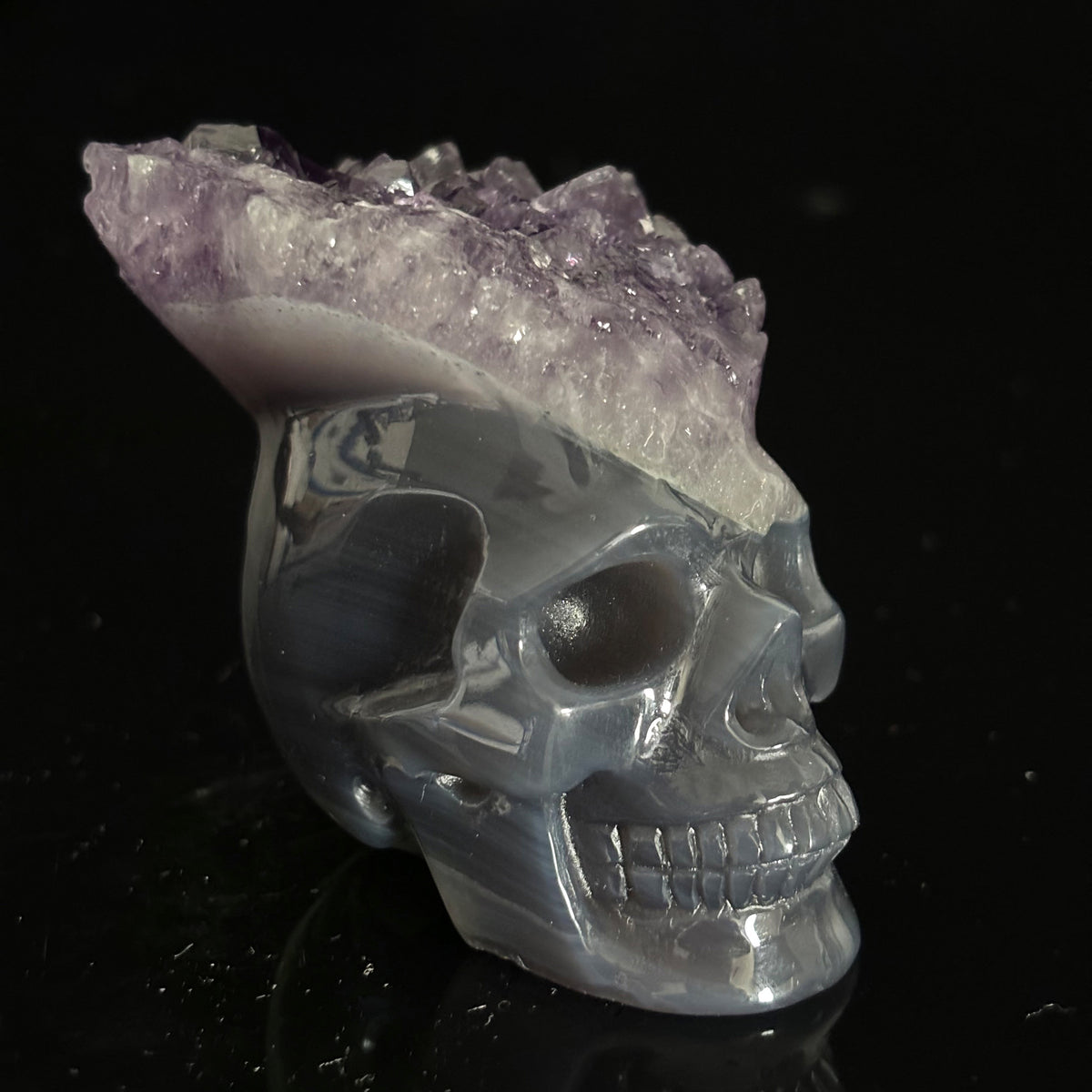 Amethyst Cluster Crystal Skull - Pattern H
