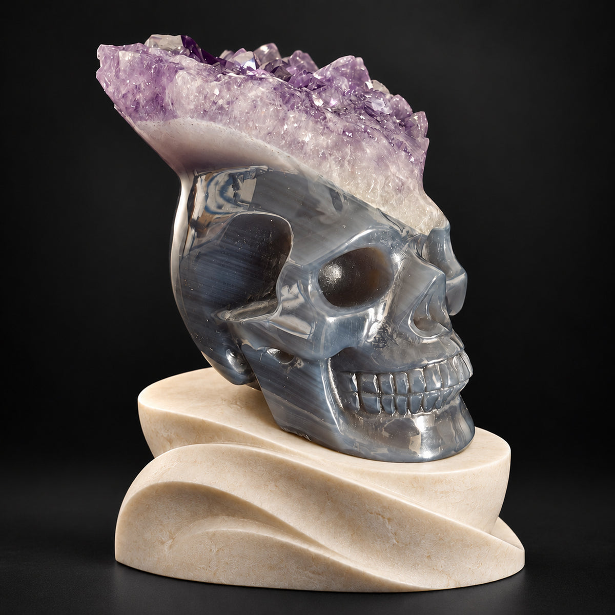 Amethyst Cluster Crystal Skull - Pattern H