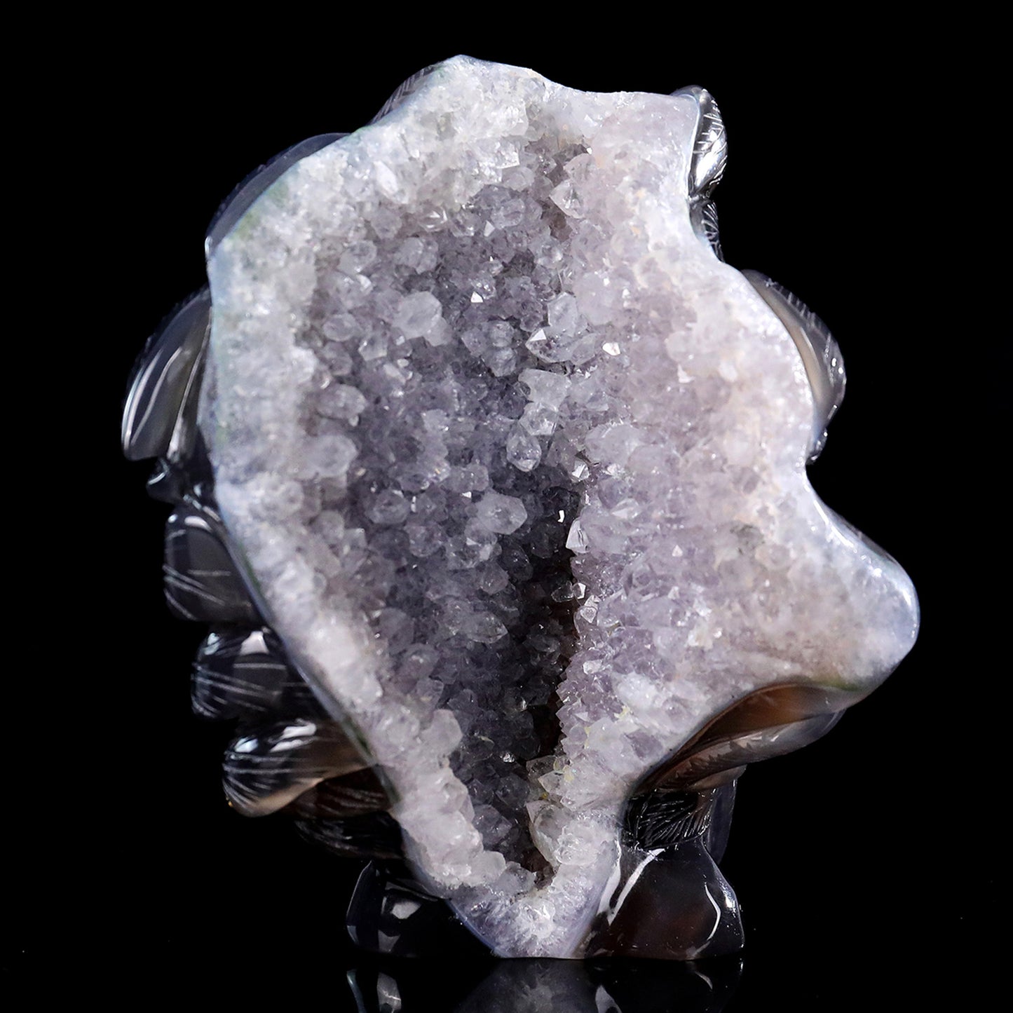 ‘The Chieftain’ - Amethyst Cluster Warbonet Skull · Specimen No. 26