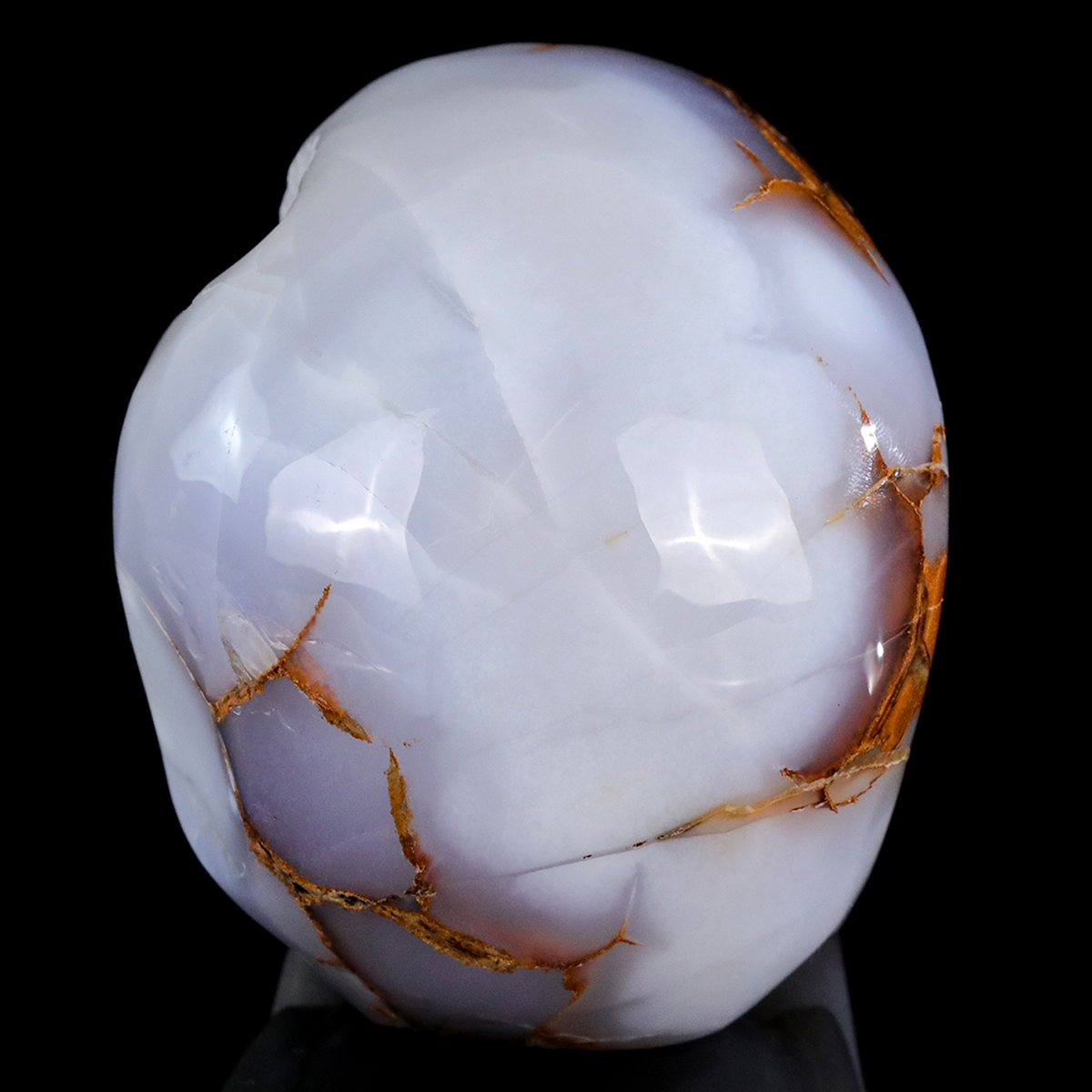 ‘Glacial Sanctum’ - Hand-Carved Ice-Blue Chalcedony Geode Skull · Specimen No. 33