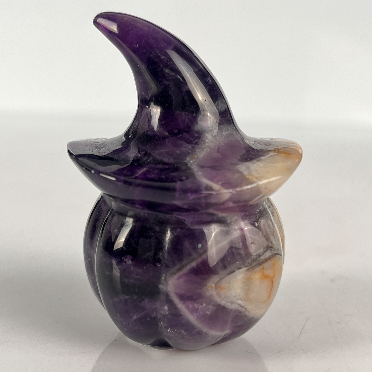 2" Dream Amethyst Pumpkin Crystal Skull - Paterrn D