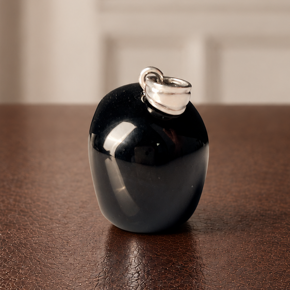 Black Obsidian Human Skull Pendent