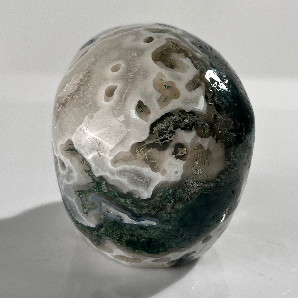 3" Moss Agate Crystal Skull - Pattern C