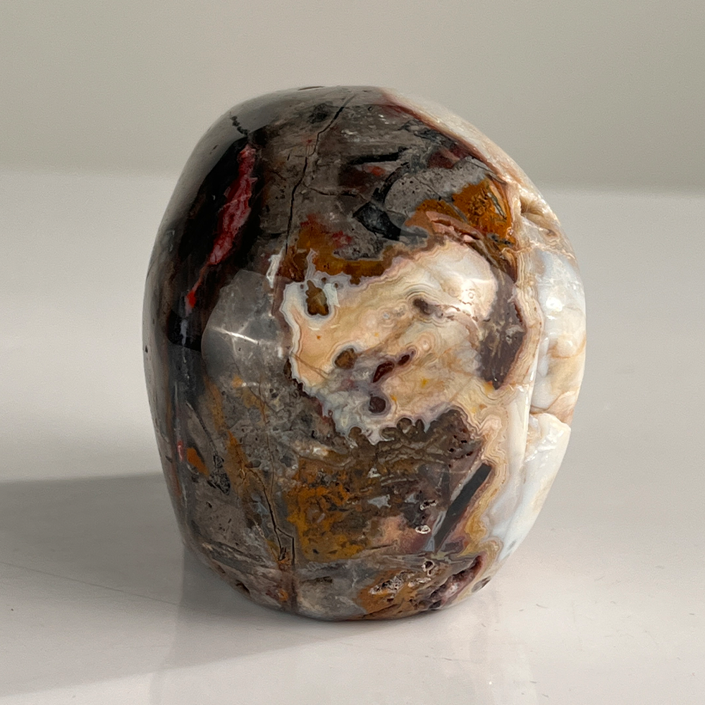 3" Red Crazy Lace Agate Crystal Skull - Pattern I