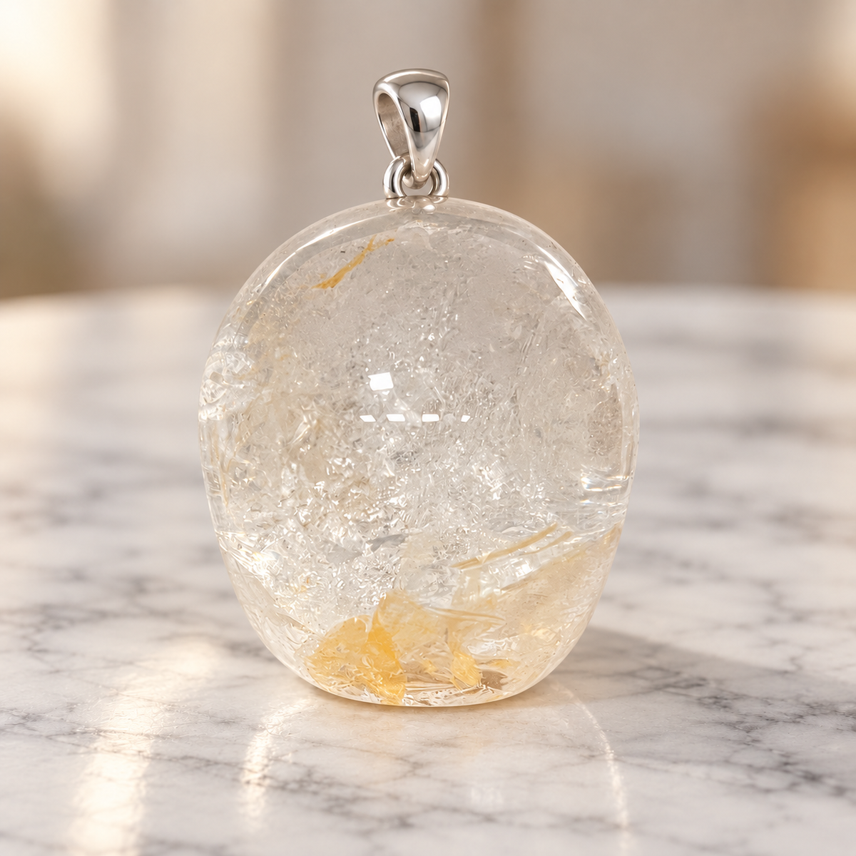 Clear Quartz Human Skull Pendant