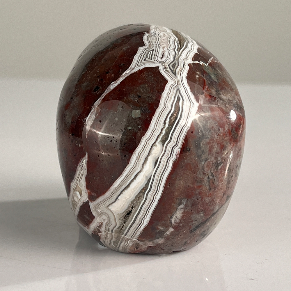 3" Red Crazy Lace Agate Crystal Skull - Pattern G