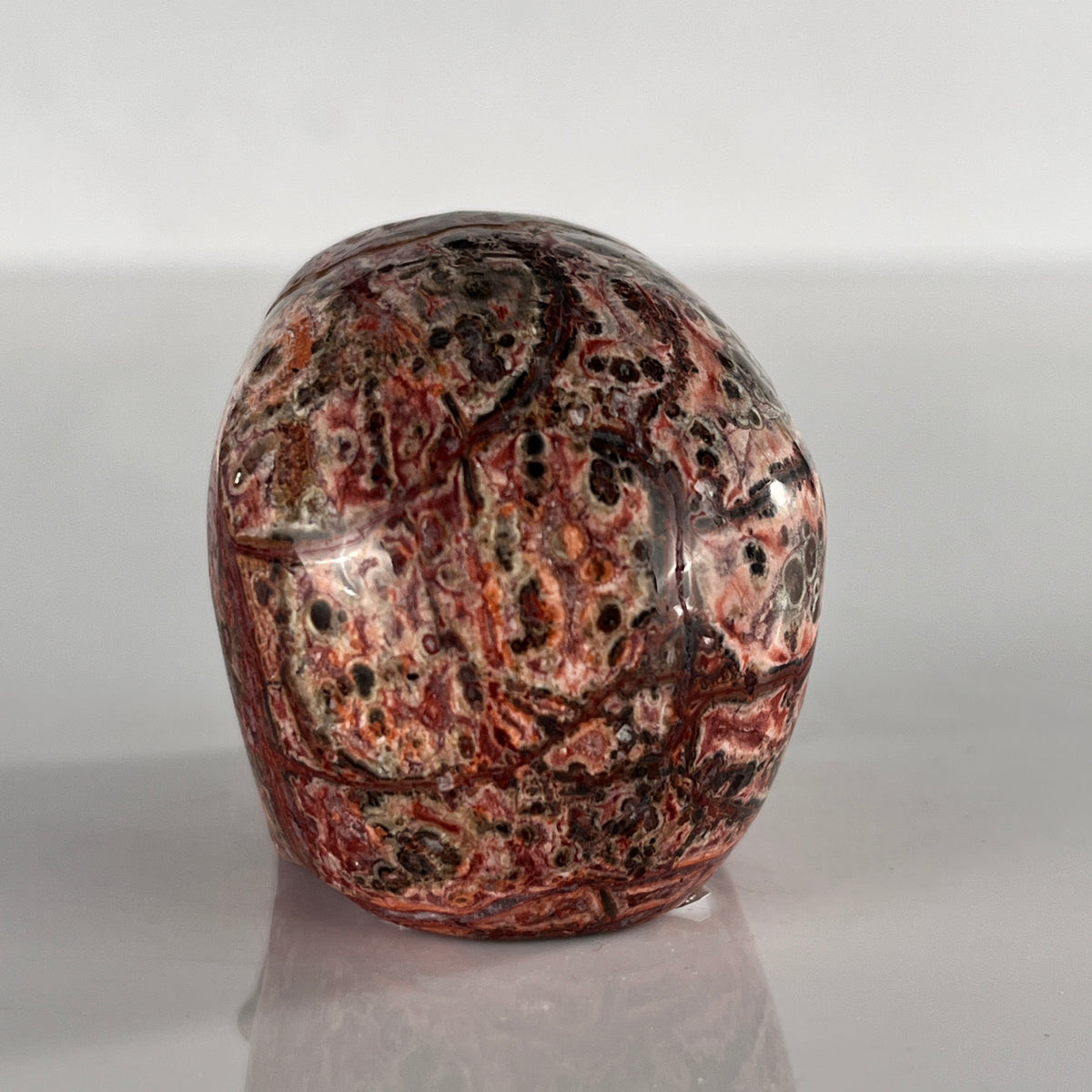 2" Red Leopard Skin Jasper Crystal Skull - Pattern B