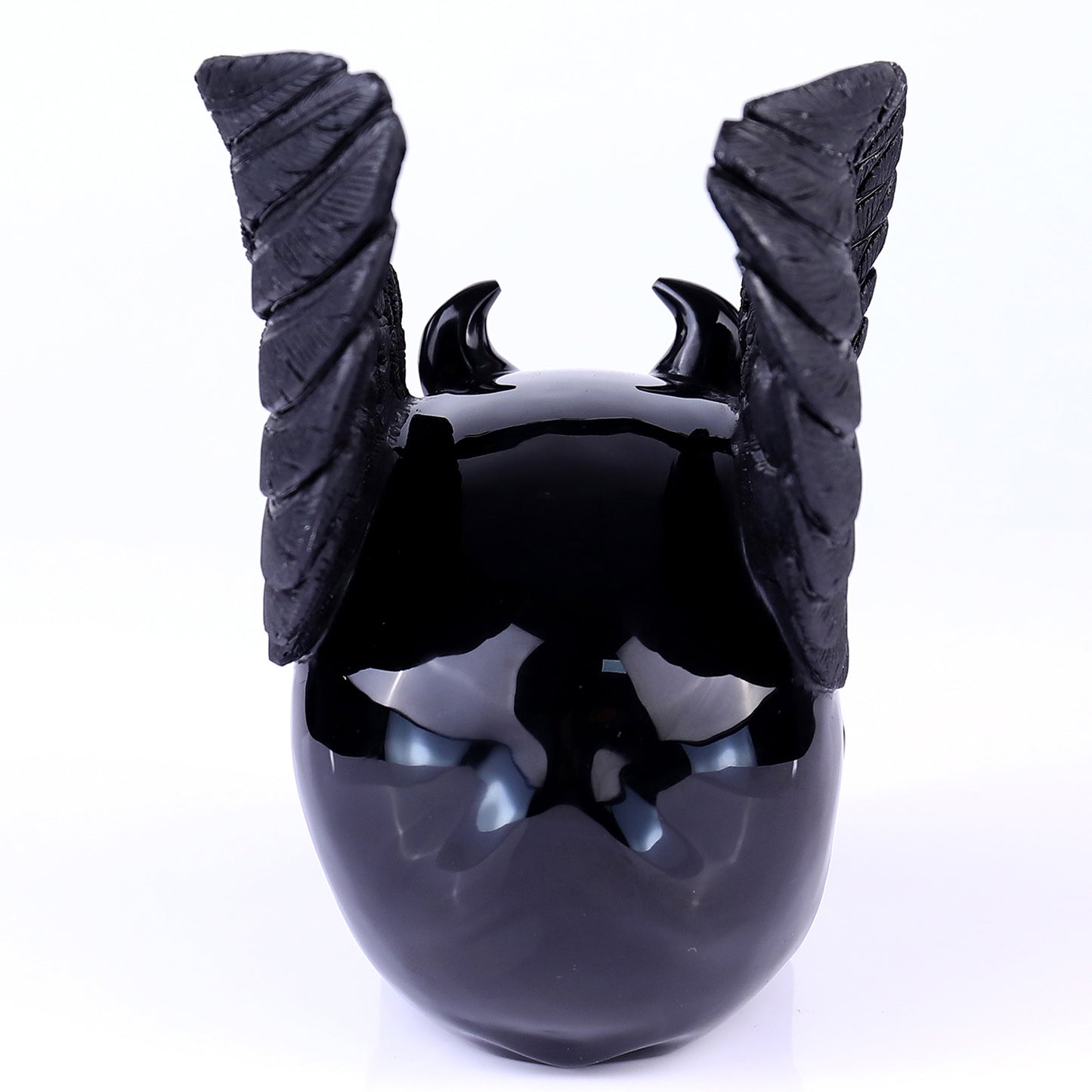 “Fallen Angel” — Black Obsidian Winged Skull · Specimen No. 022