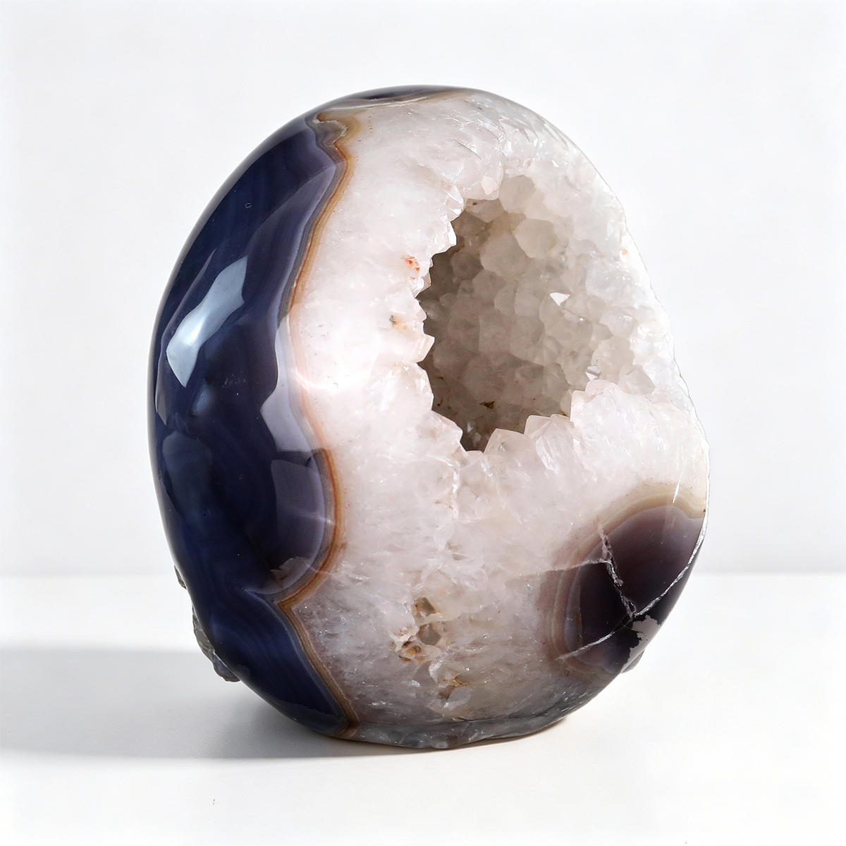 ‘The Lunar Grotto’ - Agate Geode Skull with Raw Quartz Druzy Pocket · Specimen No. 02