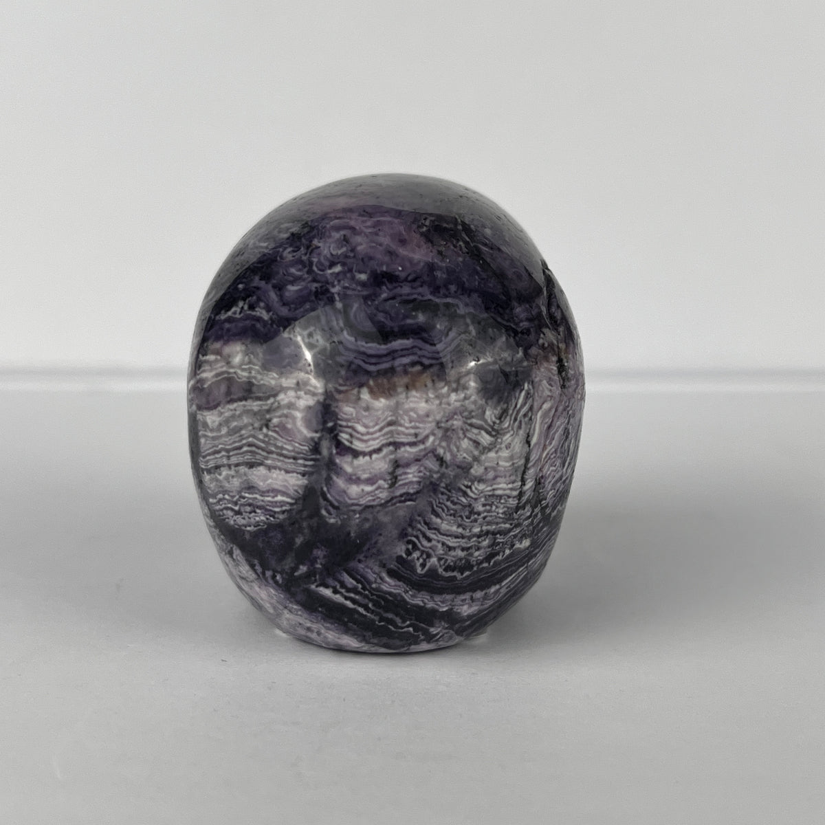 2" Purple Peacock Stone Crystal Skull - Pattern F