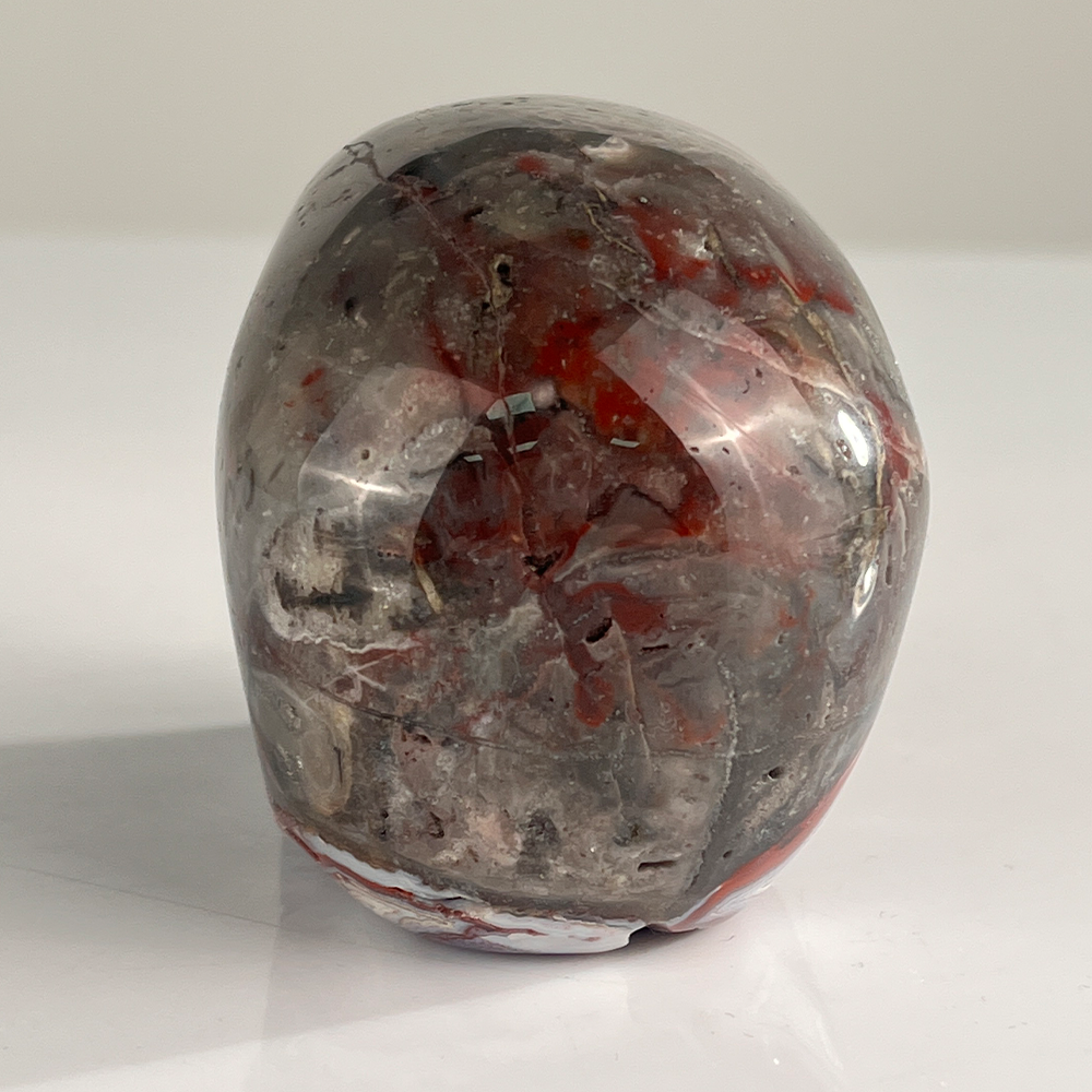 3" Red Crazy Lace Agate Crystal Skull - Pattern J