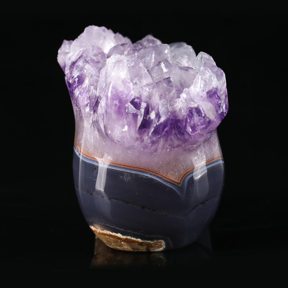 3 inch Amethyst Cluster Crown Crystal Skull - Hand Carved Natrual Crystal