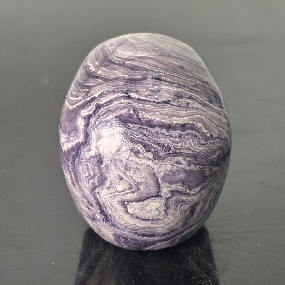 3" Purple Peacock Stone Crystal Skull - Pattern H