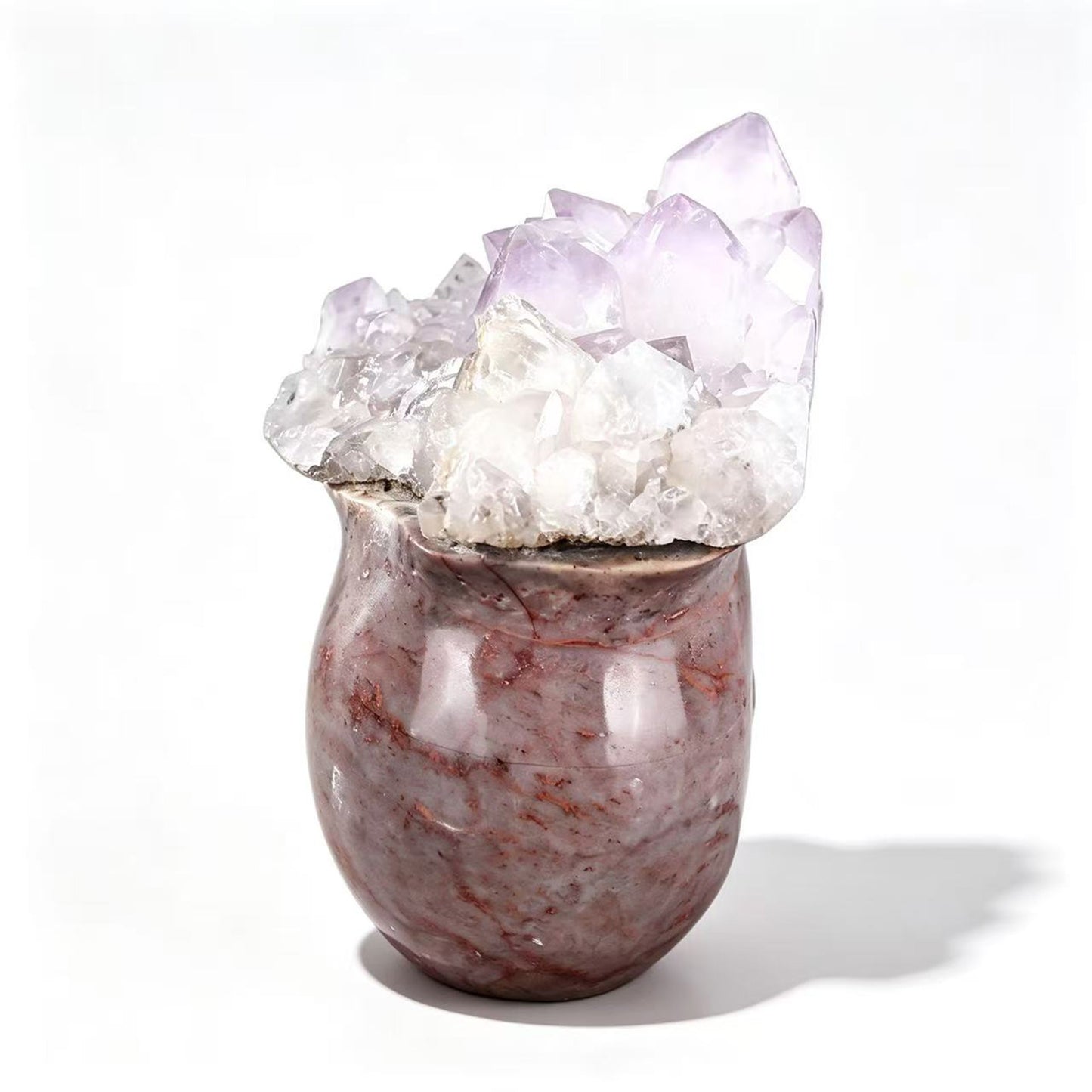 ‘The Astral Canopy’ - Hand-Carved Agate Skull with Broad Amethyst Diadem · Specimen No. 09