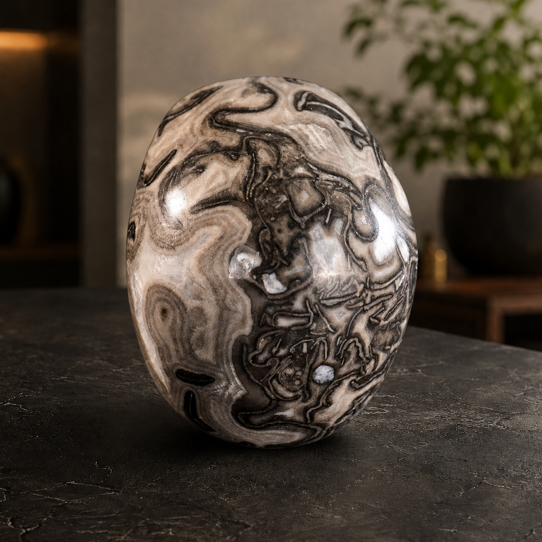 4.5 Inch Black Crazy Lace Agate Crystal Skull – Hand Carved Natural Stone