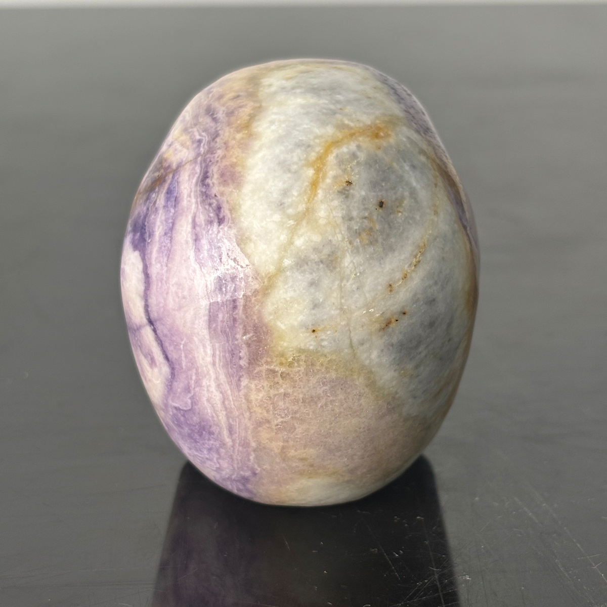3" Purple Peacock Stone Crystal Skull - Pattern G