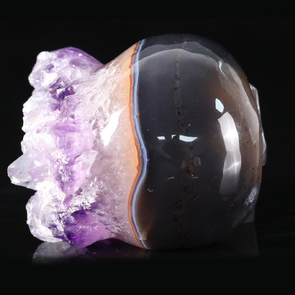 3 inch Amethyst Cluster Half Face Crystal Skull-Hand Ceved Natrual Crystal