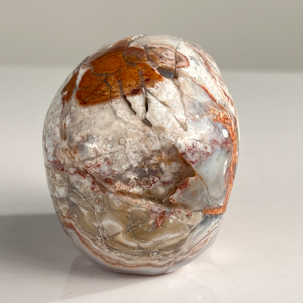 3" Red Crazy Lace Agate Crystal Skull - Pattern K