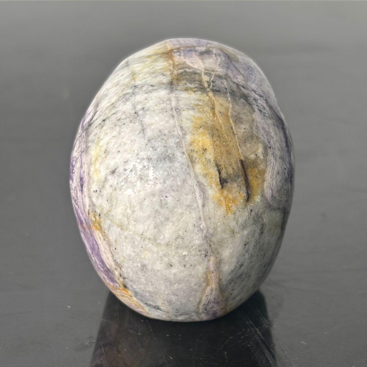 3" Purple Peacock Stone Crystal Skull - Pattern D