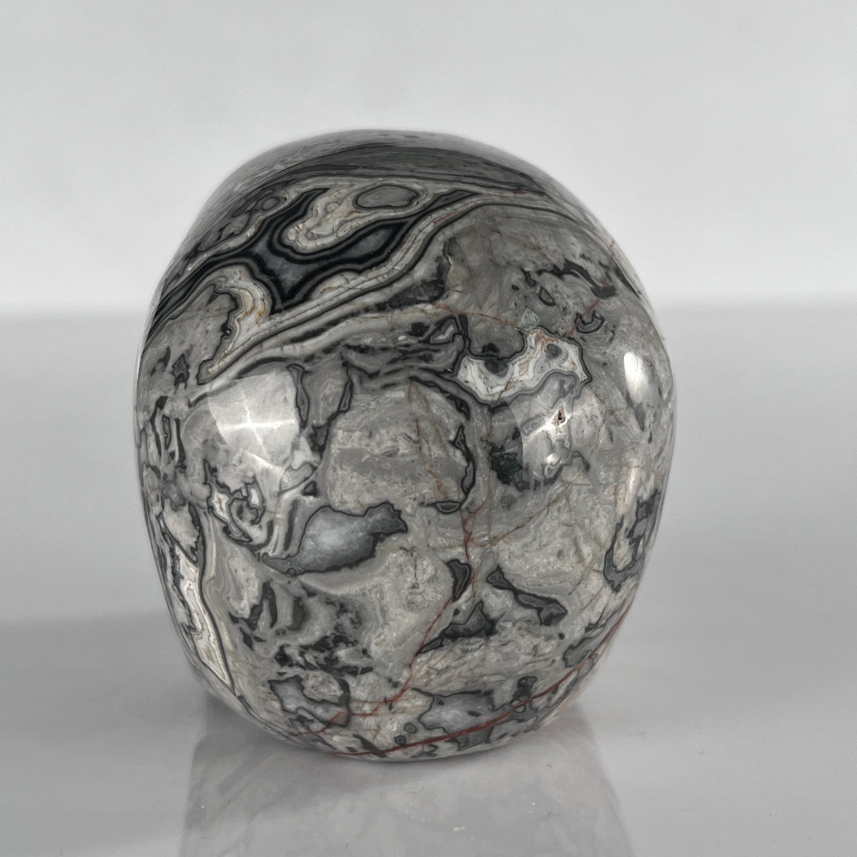 3" Grey Picture Jasper Crystal Skull- Pattern B