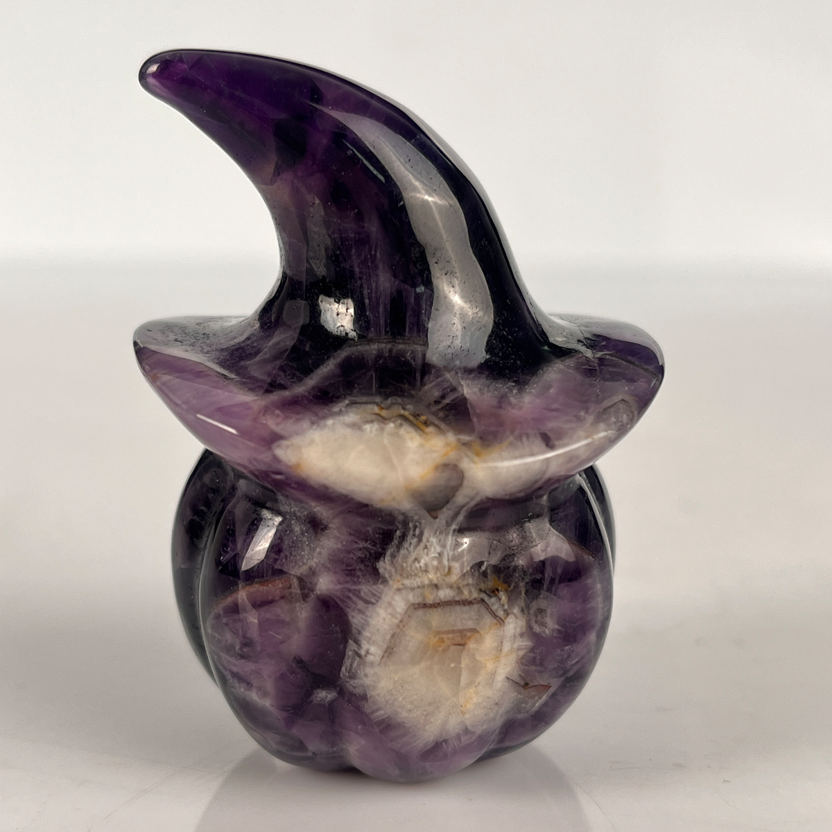 2" Dream Amethyst Pumpkin Crystal Skull - Paterrn E