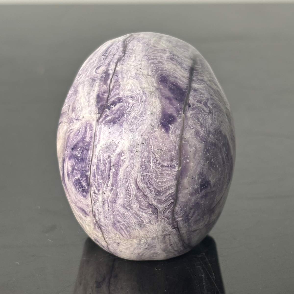 3" Purple Peacock Stone Crystal Skull - Pattern C