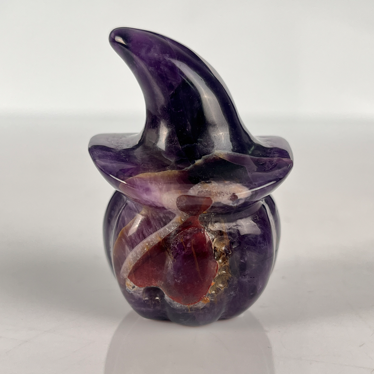 2" Dream Amethyst Pumpkin Crystal Skull - Paterrn C