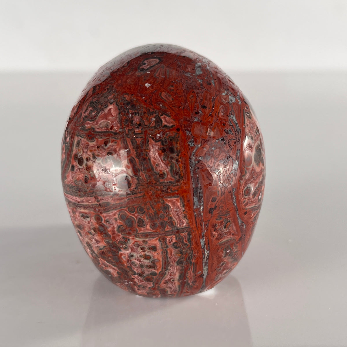 3" Red Leopard Skin Jasper Crystal Skull - Pattern A