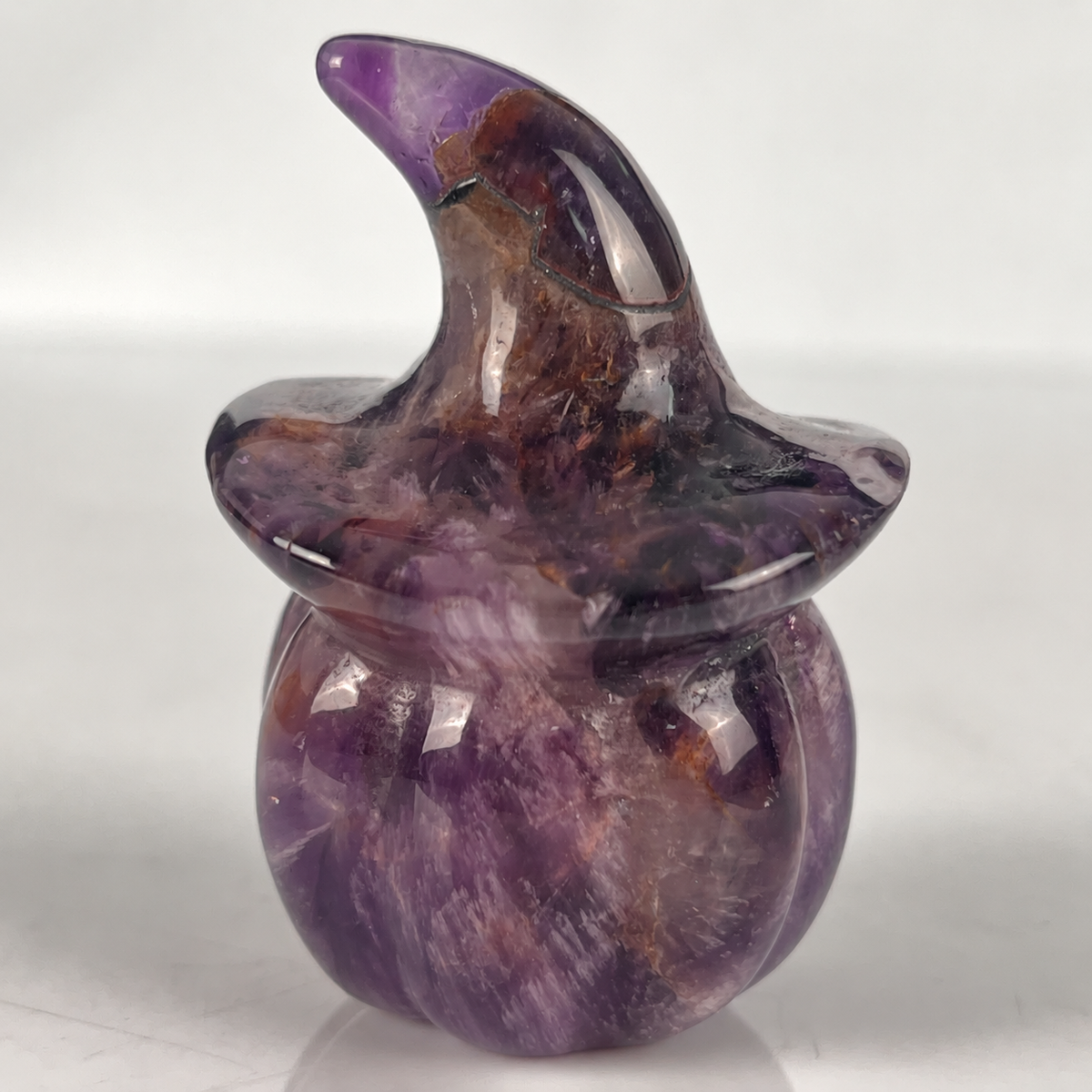 2" Dream Amethyst Pumpkin Crystal Skull - Paterrn A