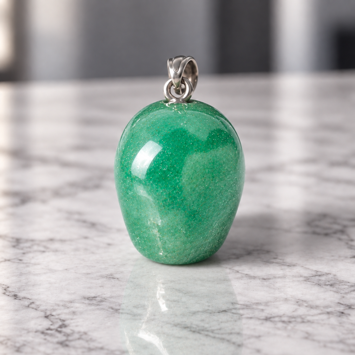 Green Aventurine Human Skull Pendant