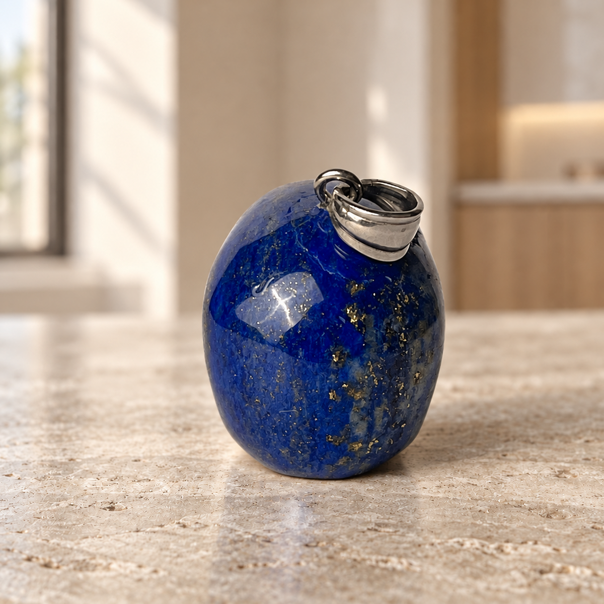 Lapis Lazuli Human Skull Pendant