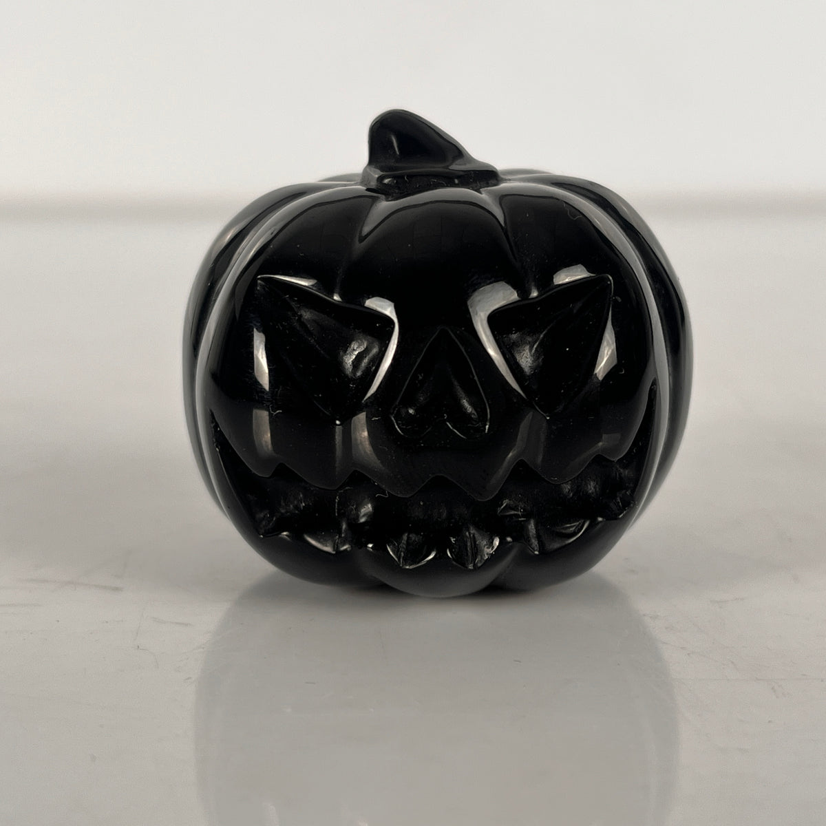 1.7" Black Obsidian Pumpkin Crystal Skull