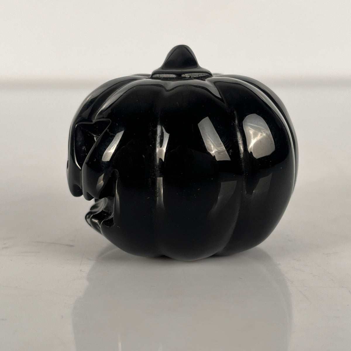 1.7" Black Obsidian Pumpkin Crystal Skull