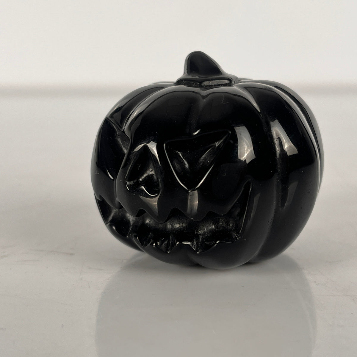 1.7" Black Obsidian Pumpkin Crystal Skull