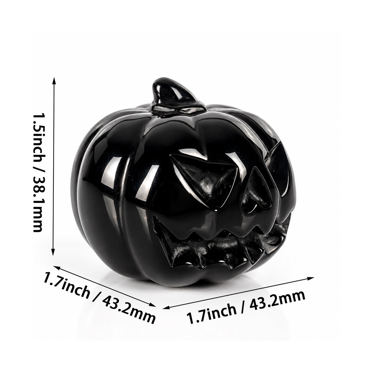 1.7" Black Obsidian Pumpkin Crystal Skull
