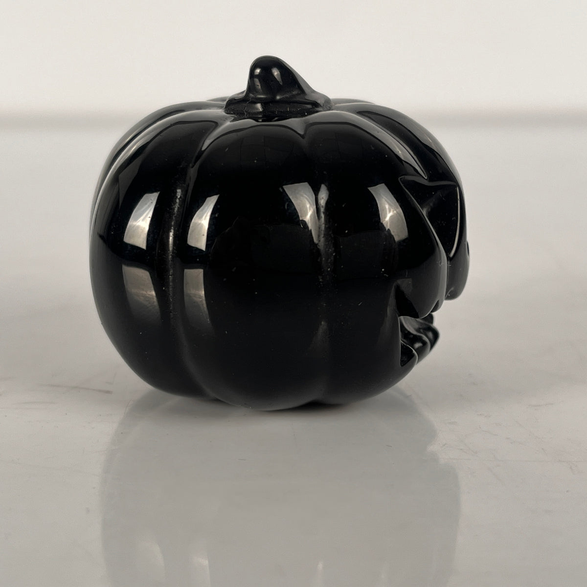 1.7" Black Obsidian Pumpkin Crystal Skull