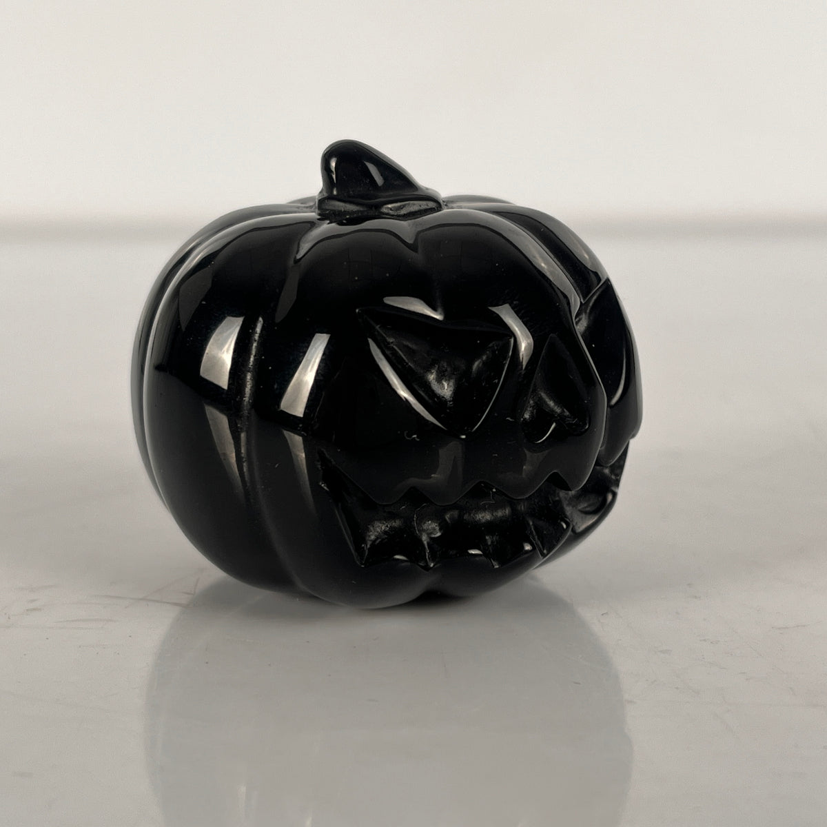 1.7" Black Obsidian Pumpkin Crystal Skull